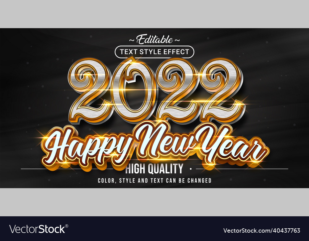 Editable text style effect - 2022 happy new year
