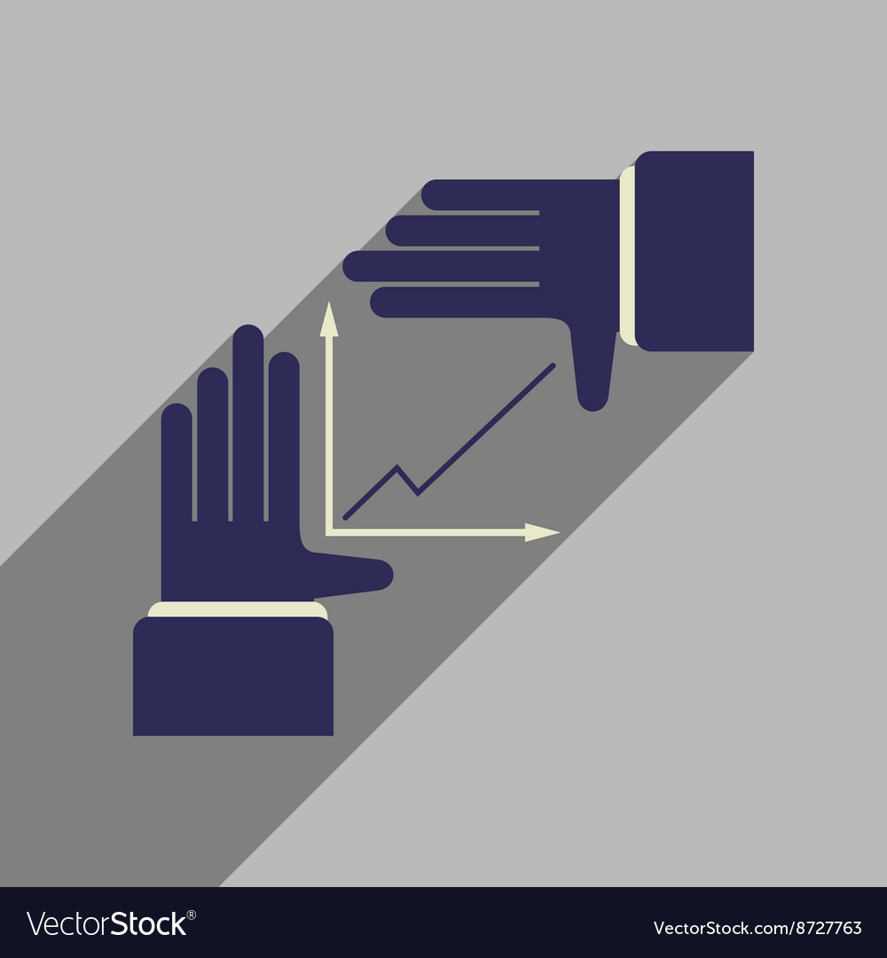 Flat web icon with long shadow hand graph