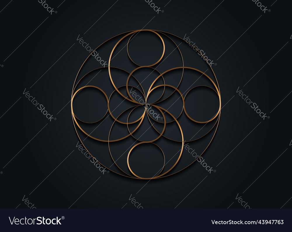 Gold mystical flower of fortune four-leaf clover vector image Gold mystical flower of fortune four-leaf clover