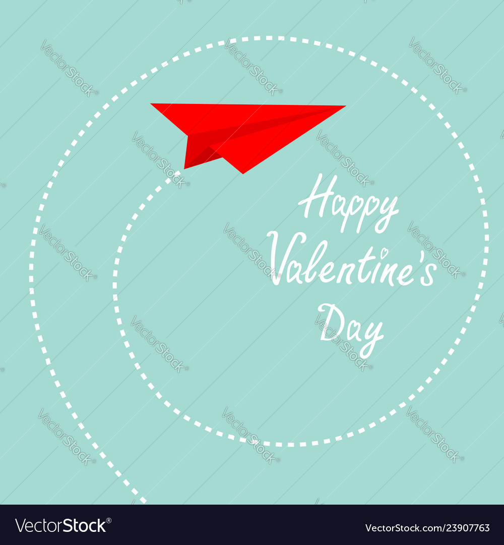 Happy valentines day red origami paper plane dash Vector Image Happy valentines day red origami paper plane dash