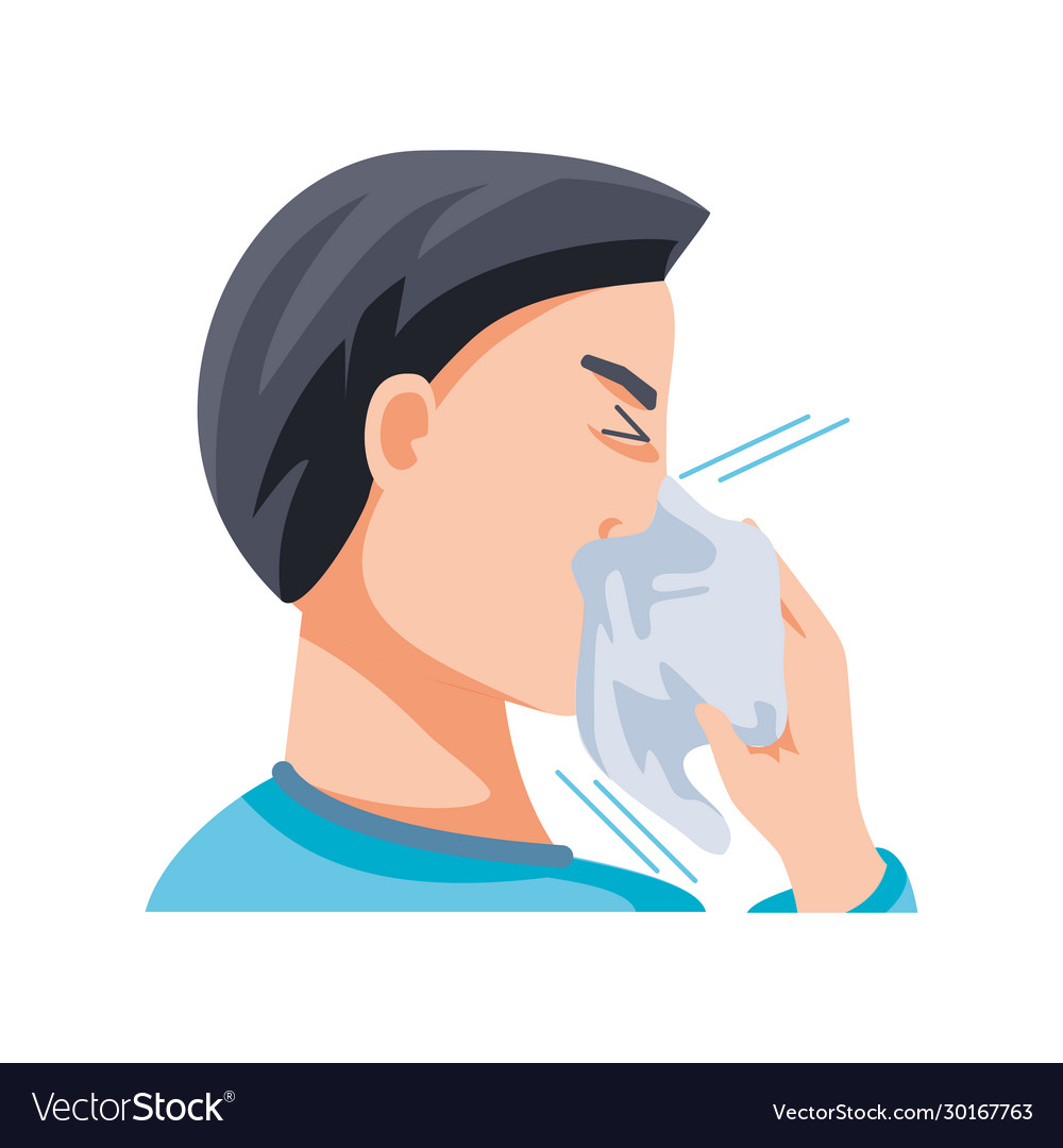 Man with cough on white background Royalty Free Vector Image