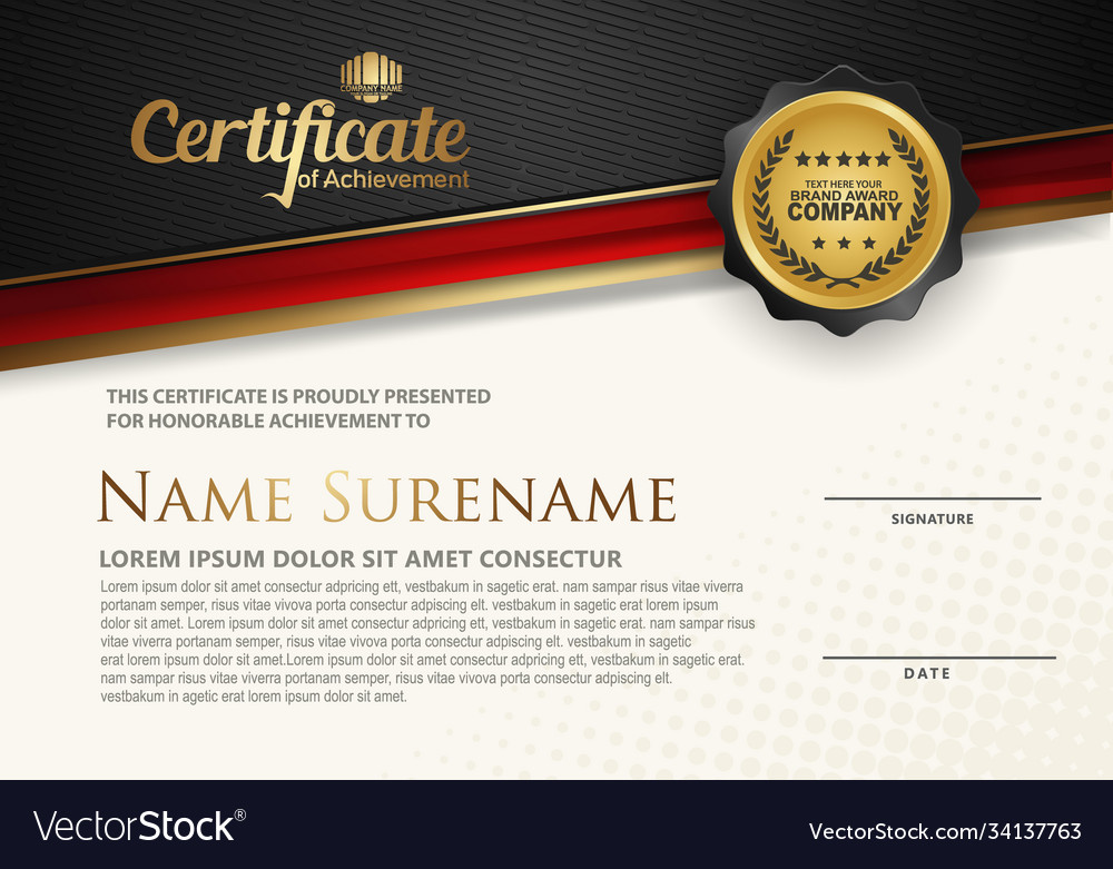 Modern certificate template with lines style vector image Modern certificate template with lines style