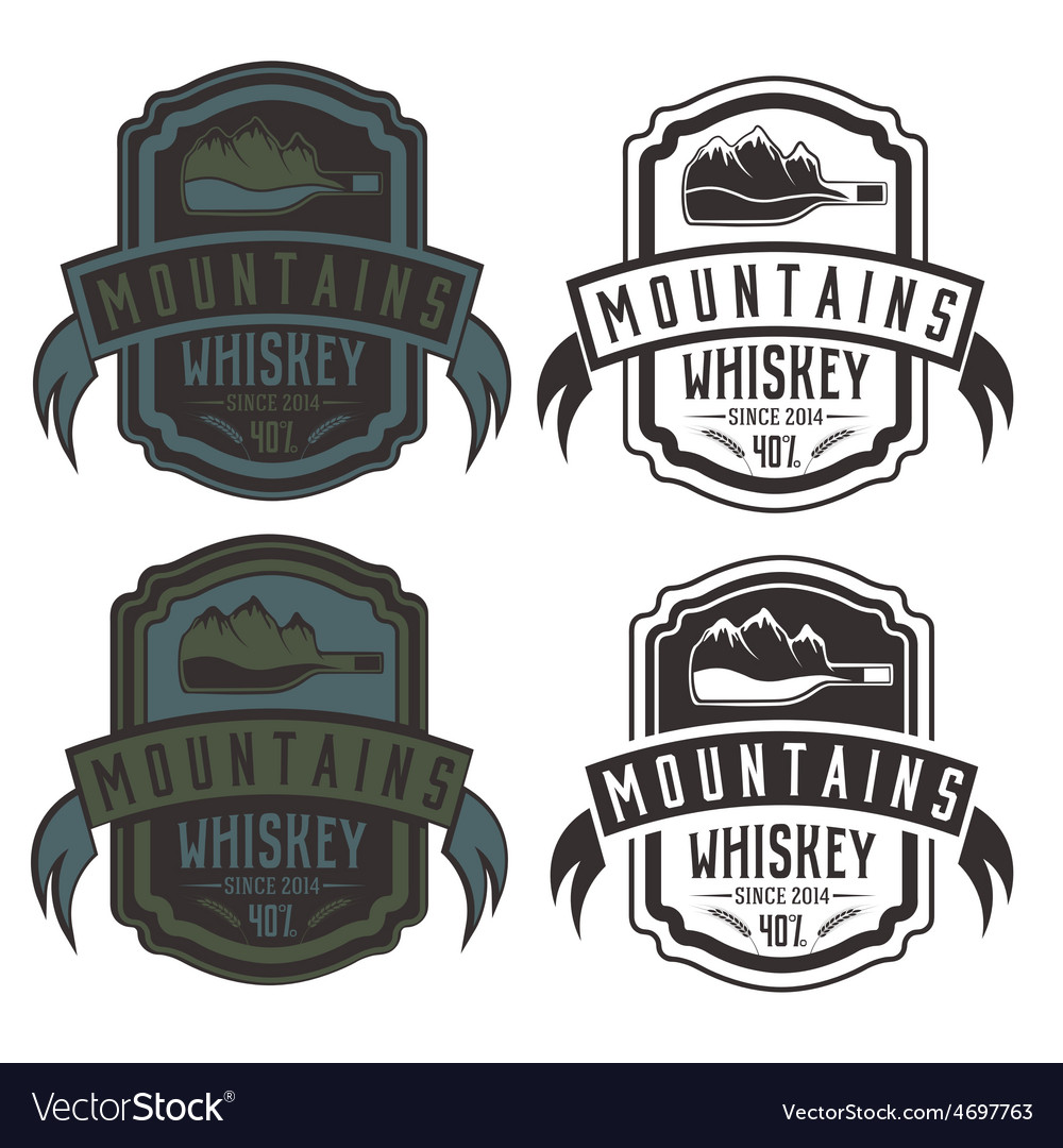 Mountains whiskey vintage labels set