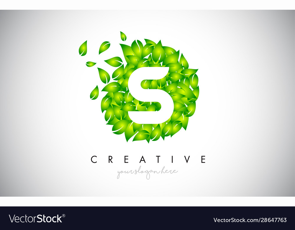 S green leaf logo design eco with multiple