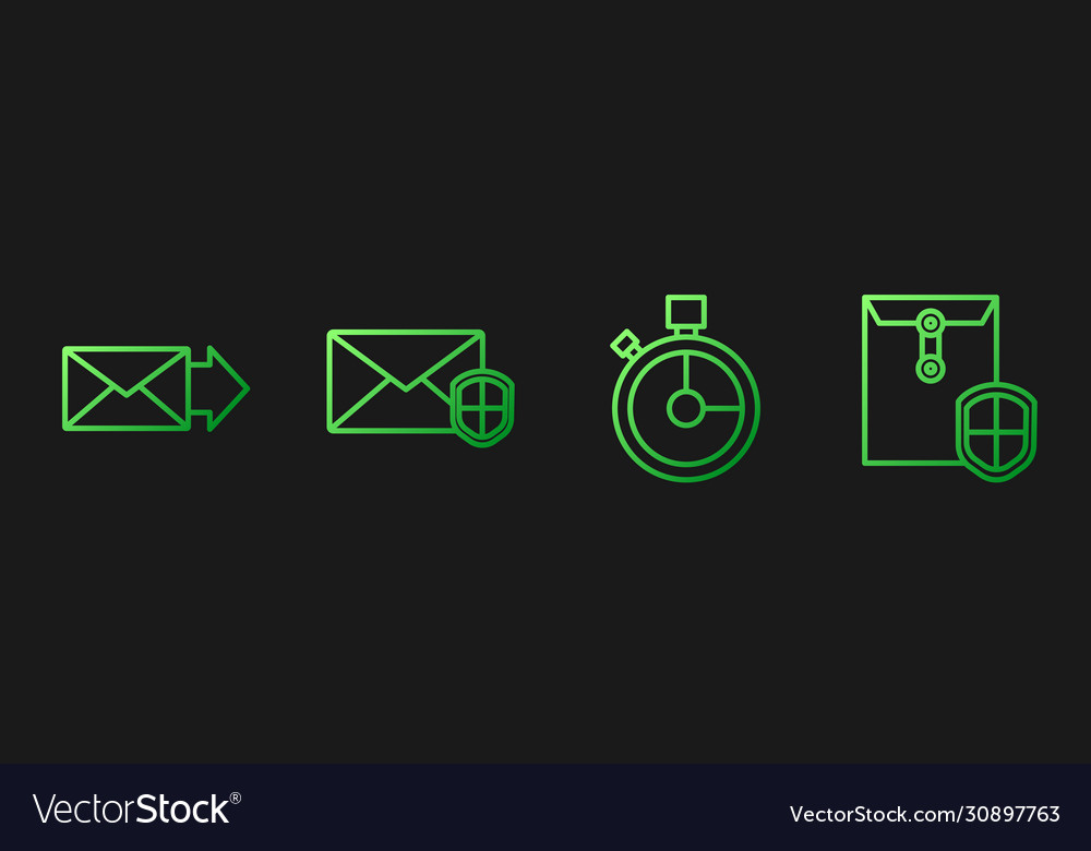 Set line fast time delivery envelope vector image Set line fast time delivery envelope