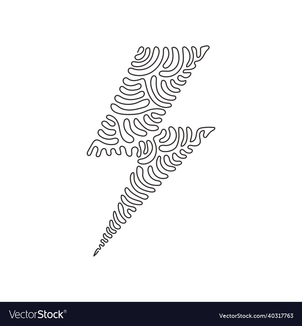 Single one line drawing lightning bolt electric