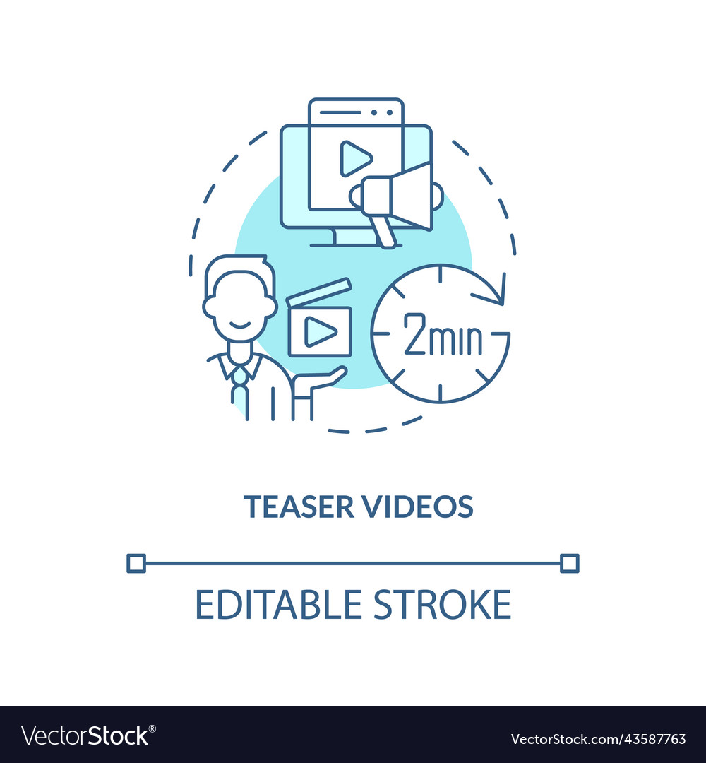 Teaser videos turquoise concept icon Royalty Free Vector