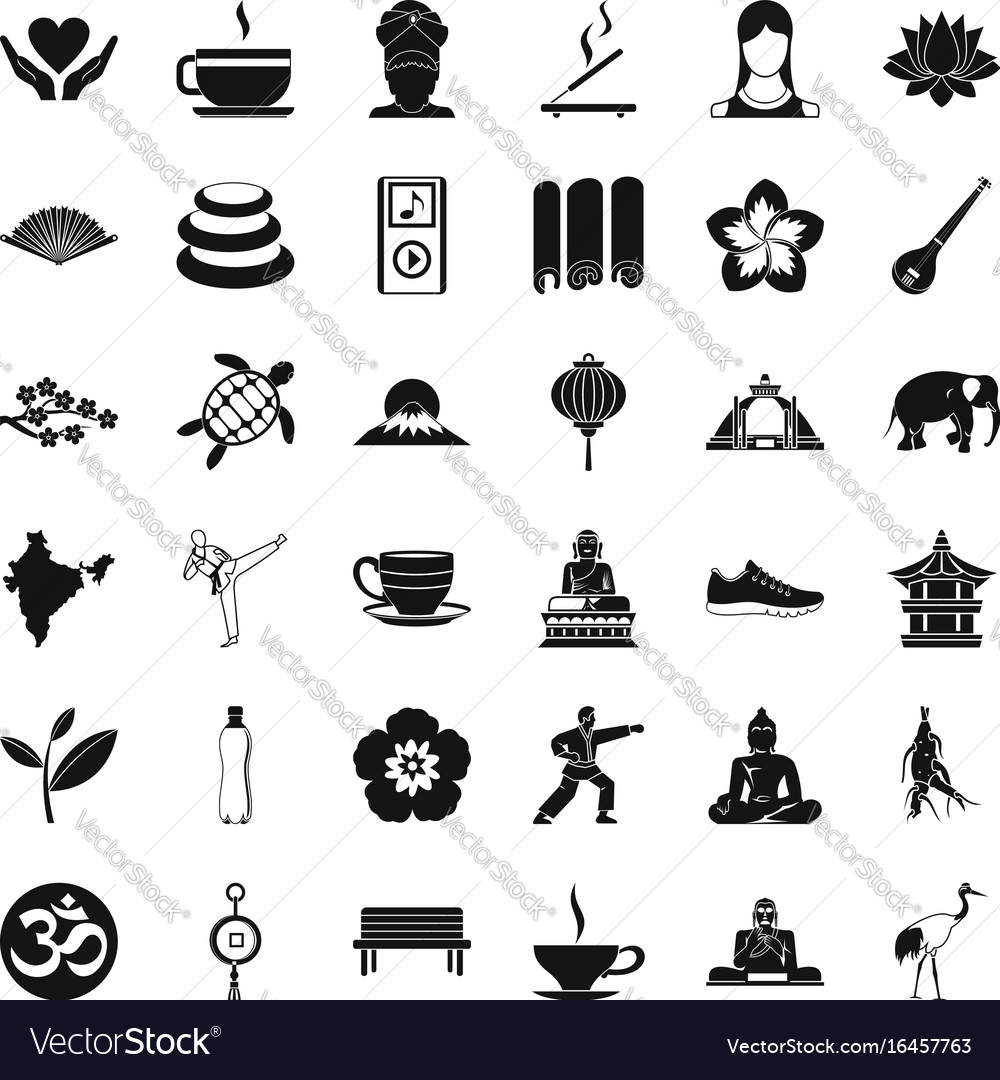 Yoga mat icons set simple style Royalty Free Vector Image