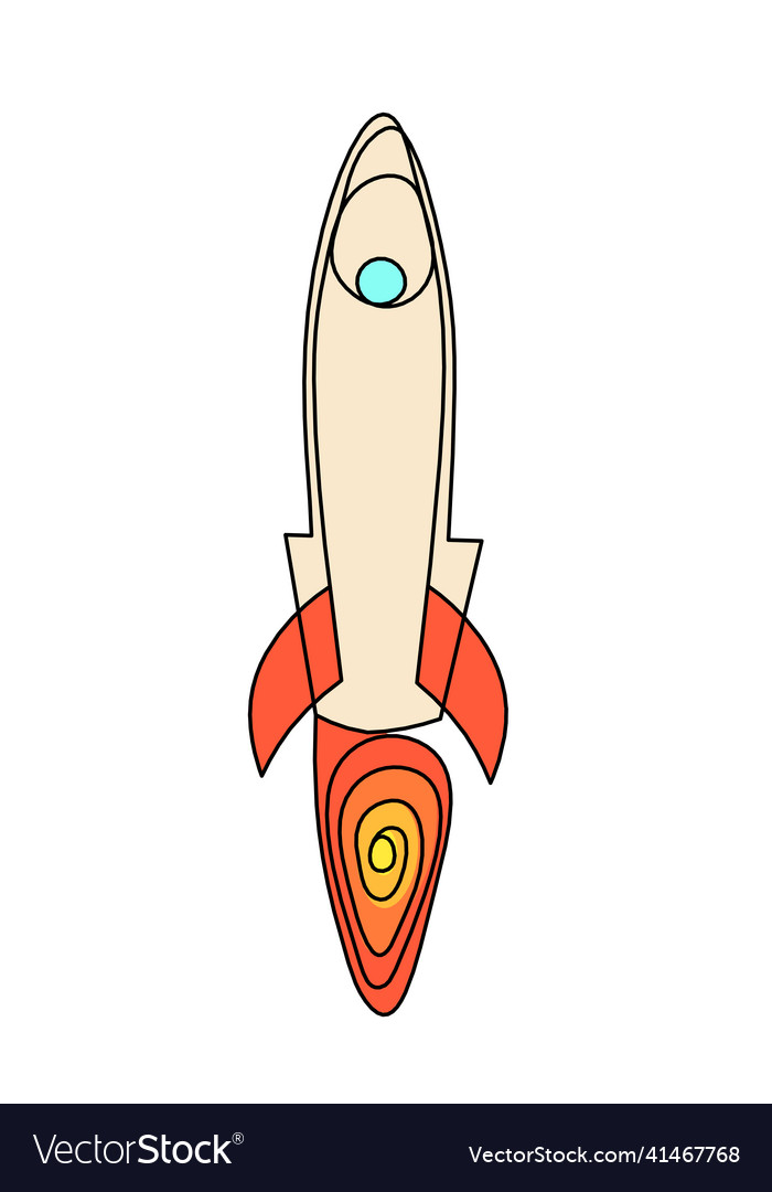 Abstract color rocket as continuous line drawing
