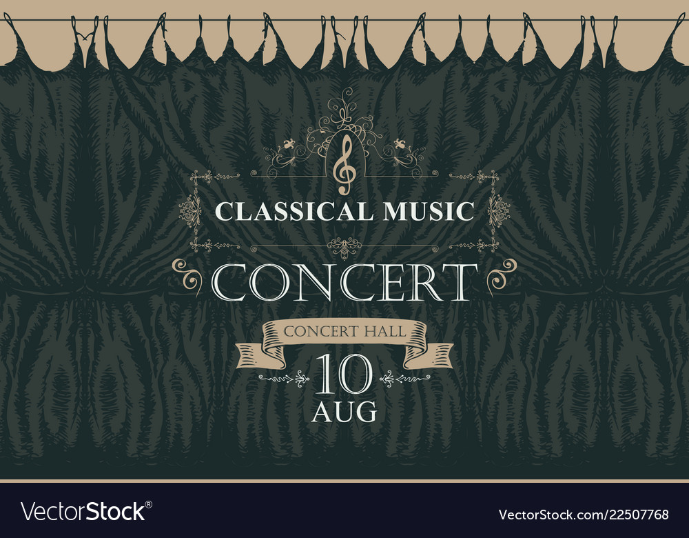 Classical Music Poster With Black Stage Curtains Vector Image
