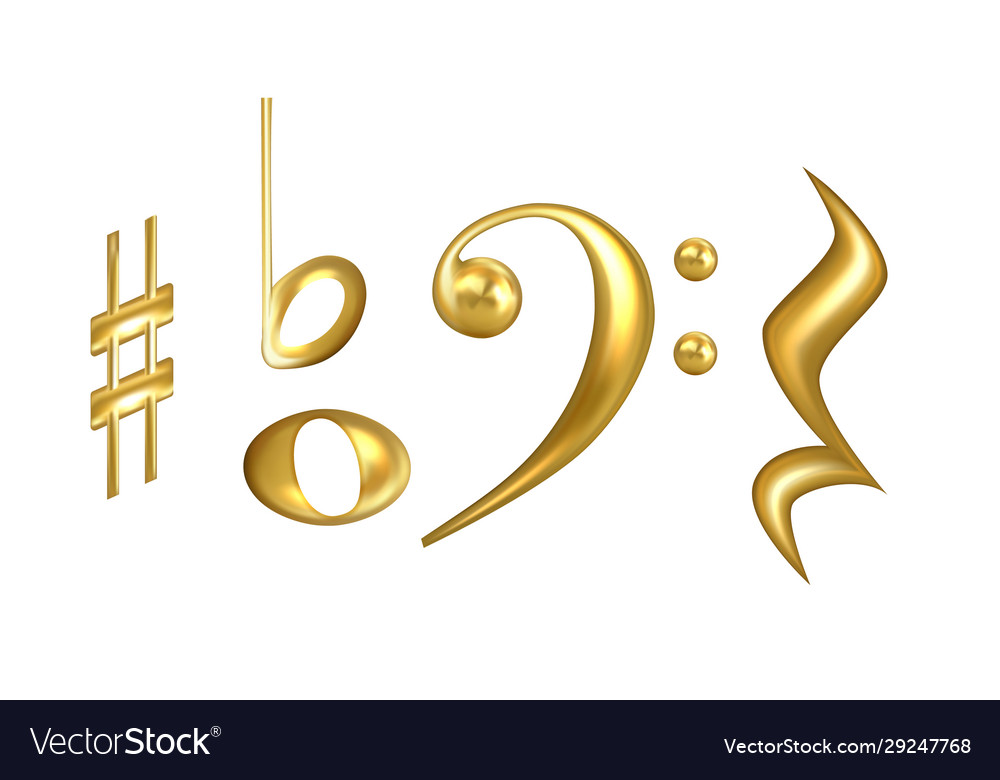 Clefs musical symbols in golden color set Vector Image