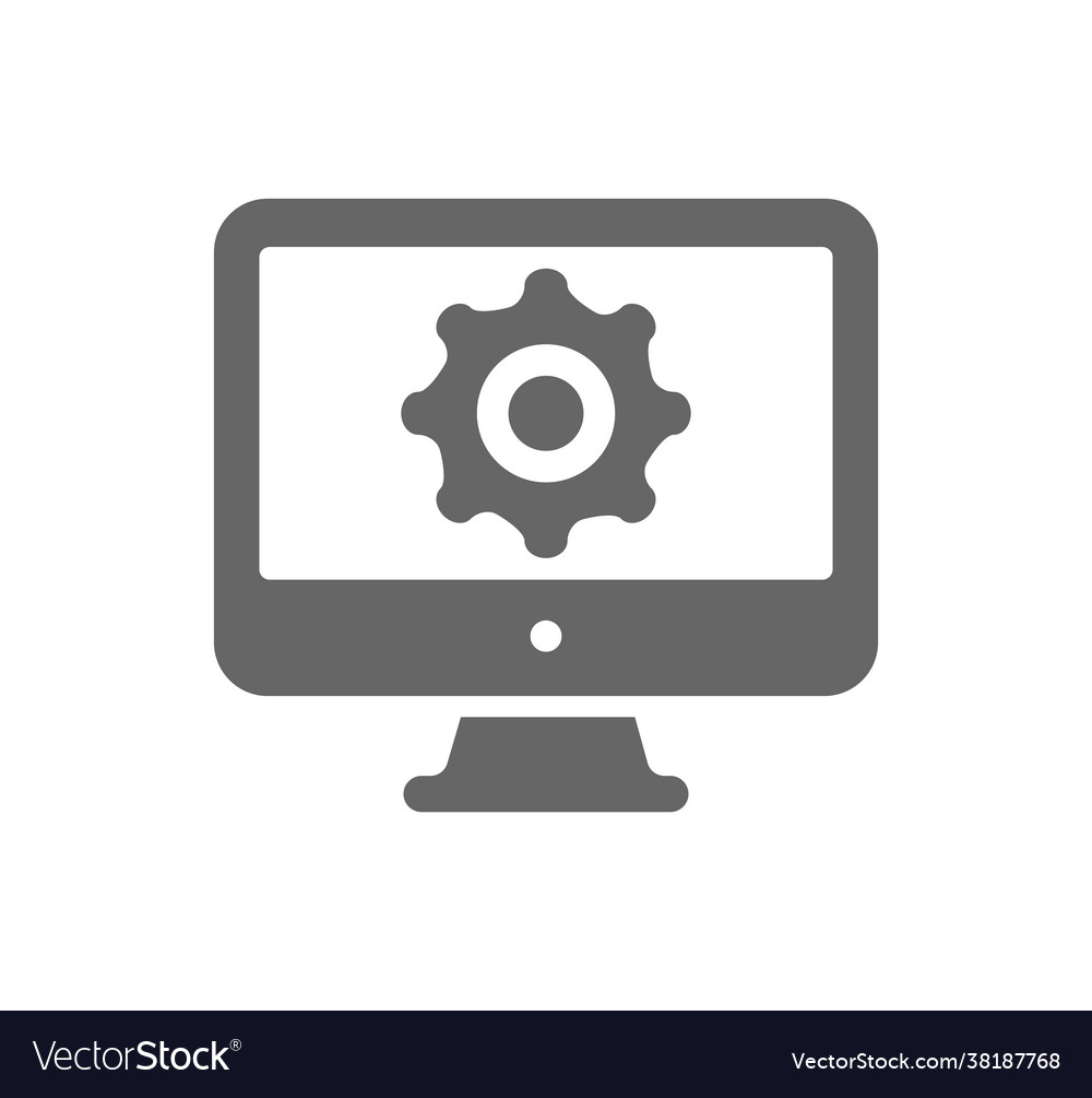 Computer monitor screen line icon set