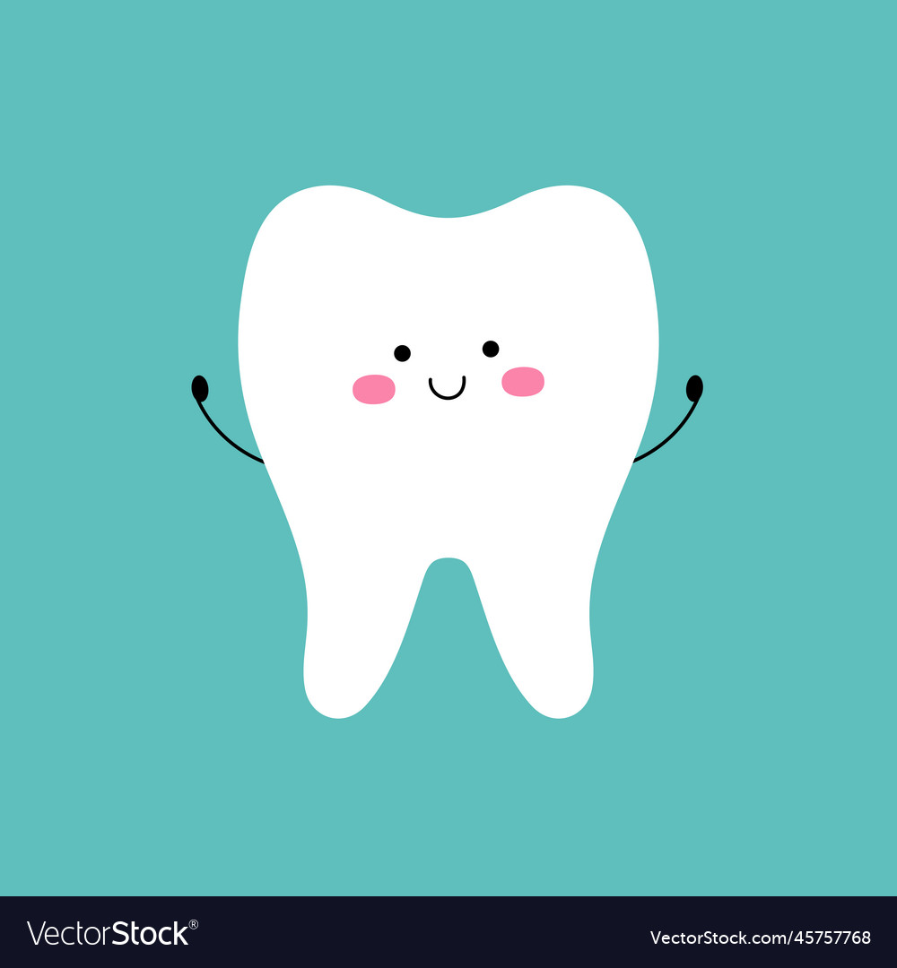 Cute tooth character with smiling face and hands Vector Image