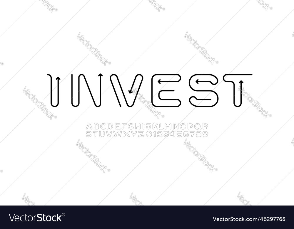 Digital style alphabet font from rounded line vector image Digital style alphabet font from rounded line