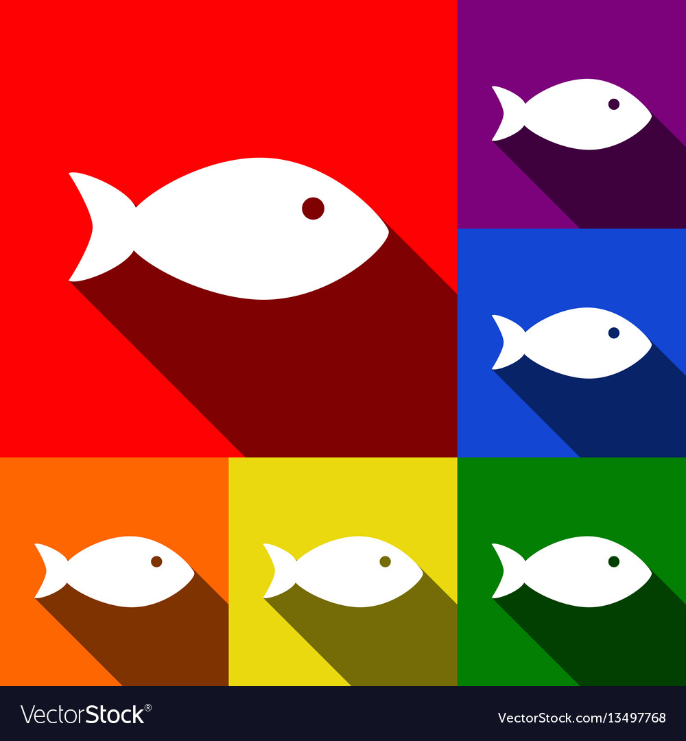 Fish sign set icons