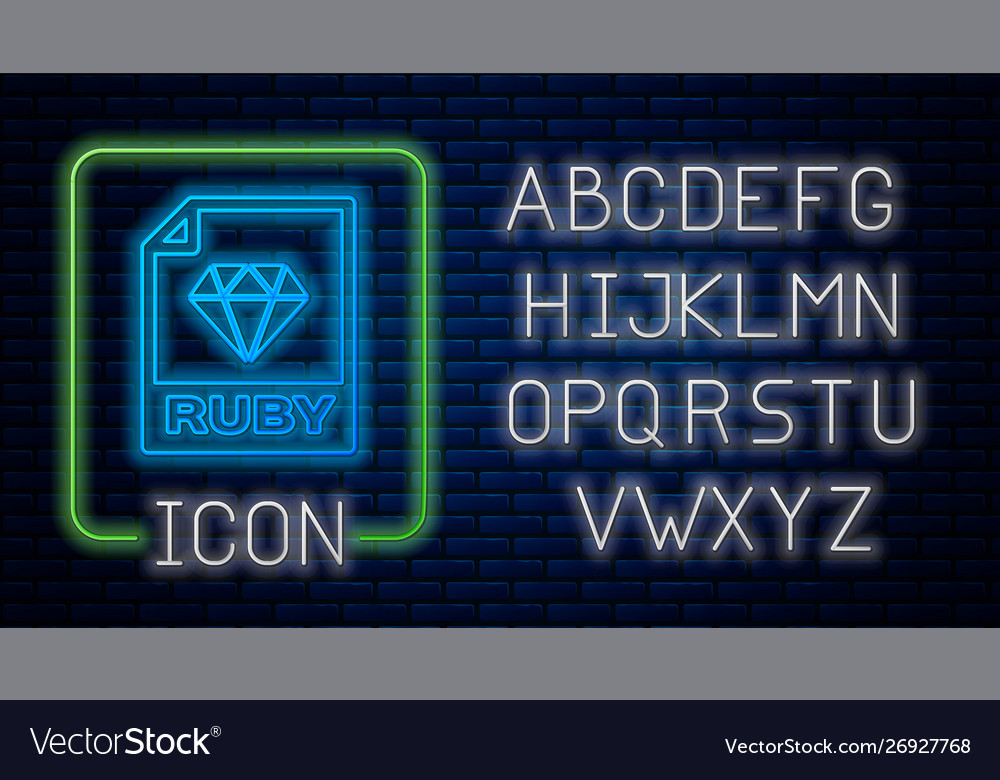 Glowing neon ruby file document download vector image Glowing neon ruby file document download