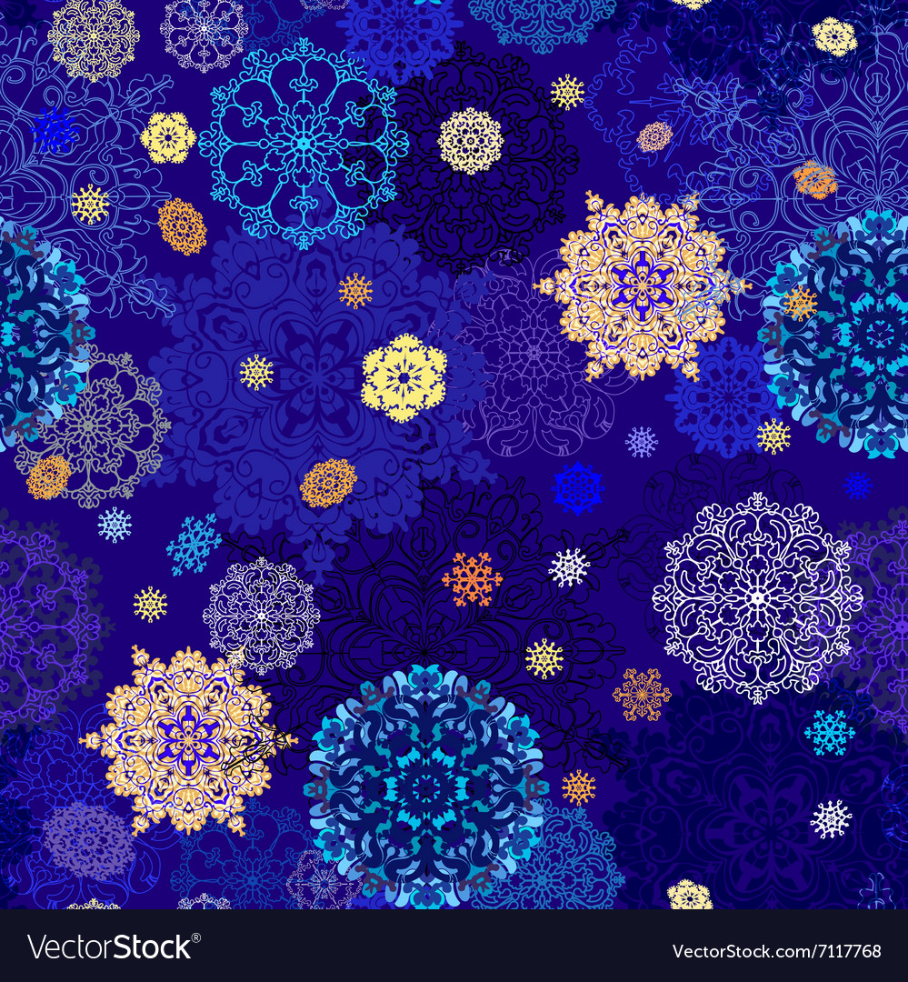 Golden Snowflake Winter Pattern