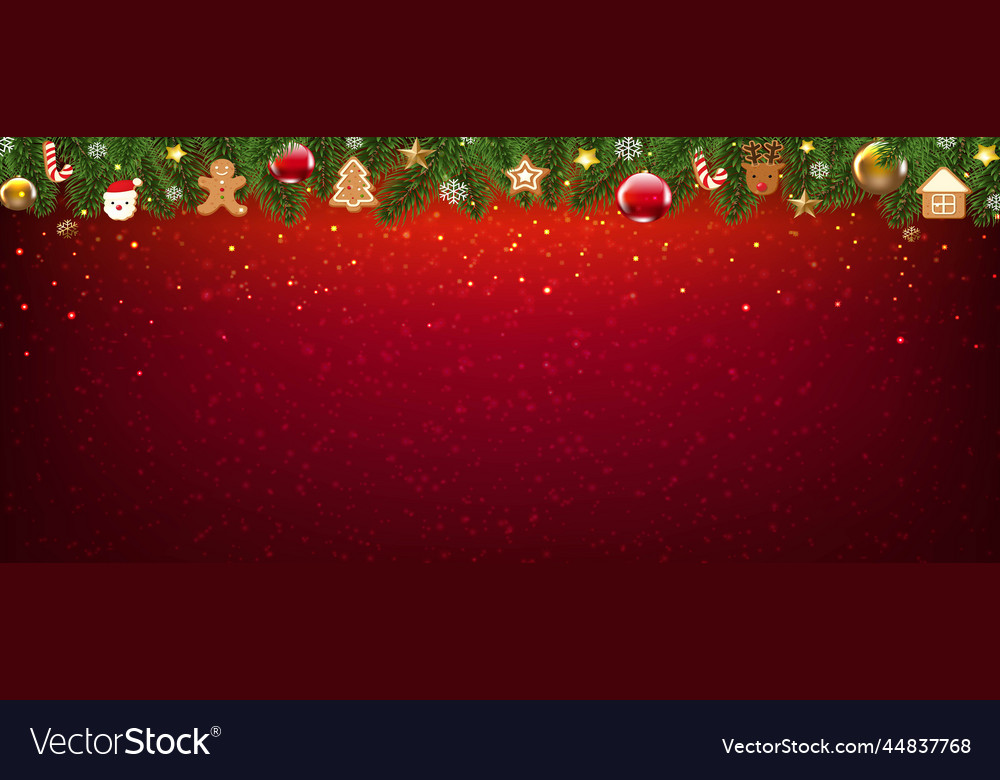 Merry christmas postcard with fir tree border Vector Image