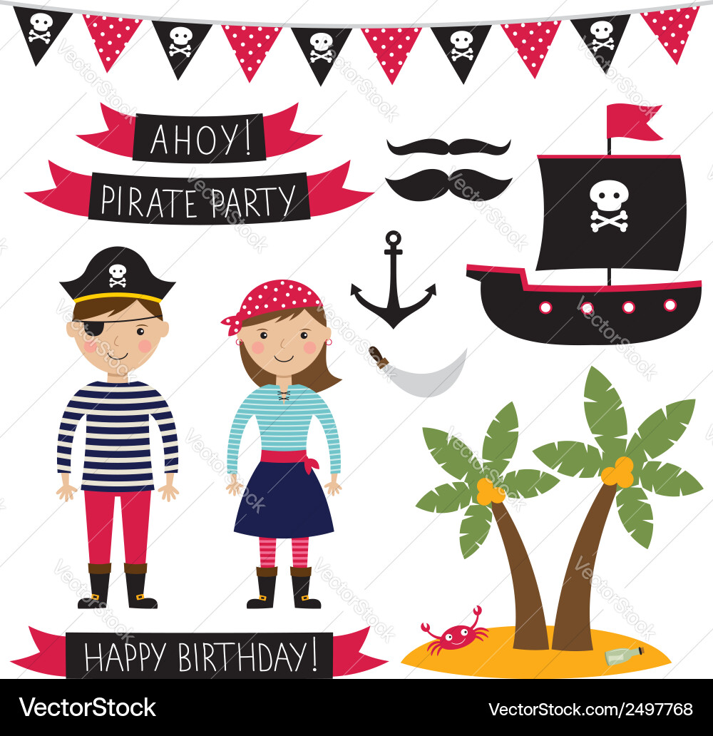 Pirate Set Royalty Free Vector Image Vectorstock