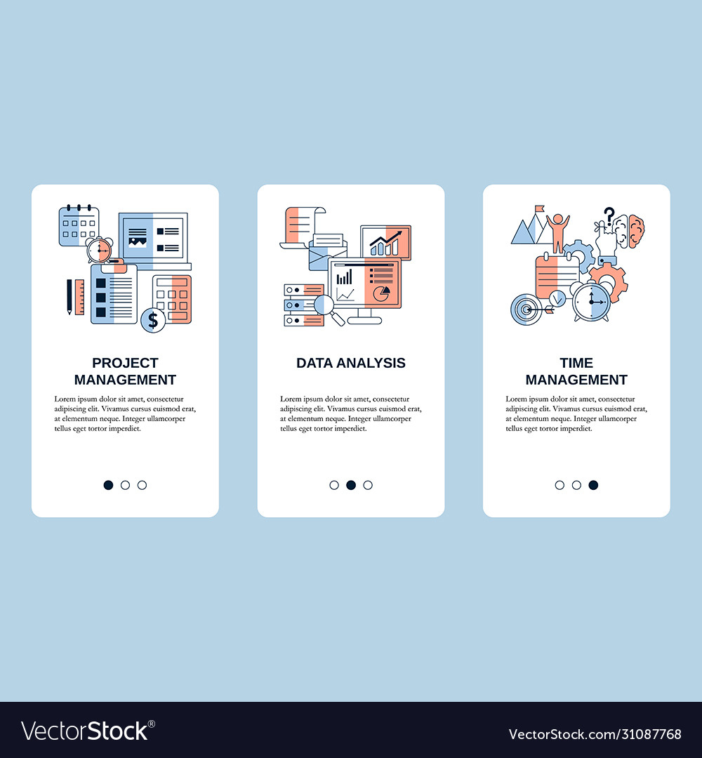 Project management data analysis and time vector image Project management data analysis and time