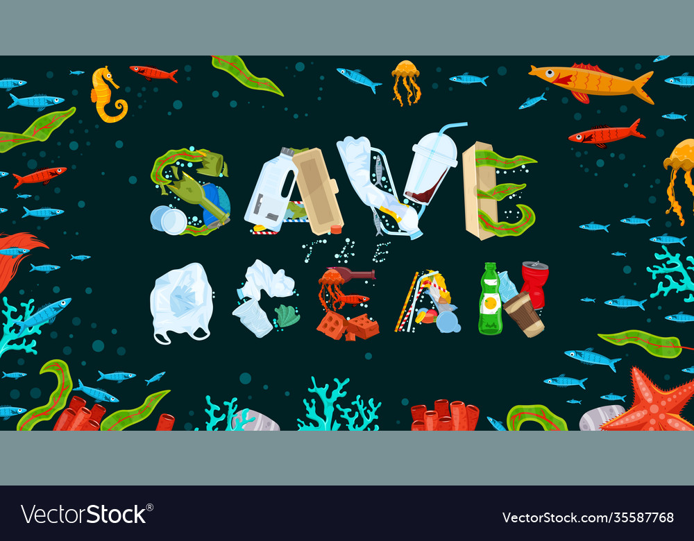 Save oceans image vector image Save oceans image