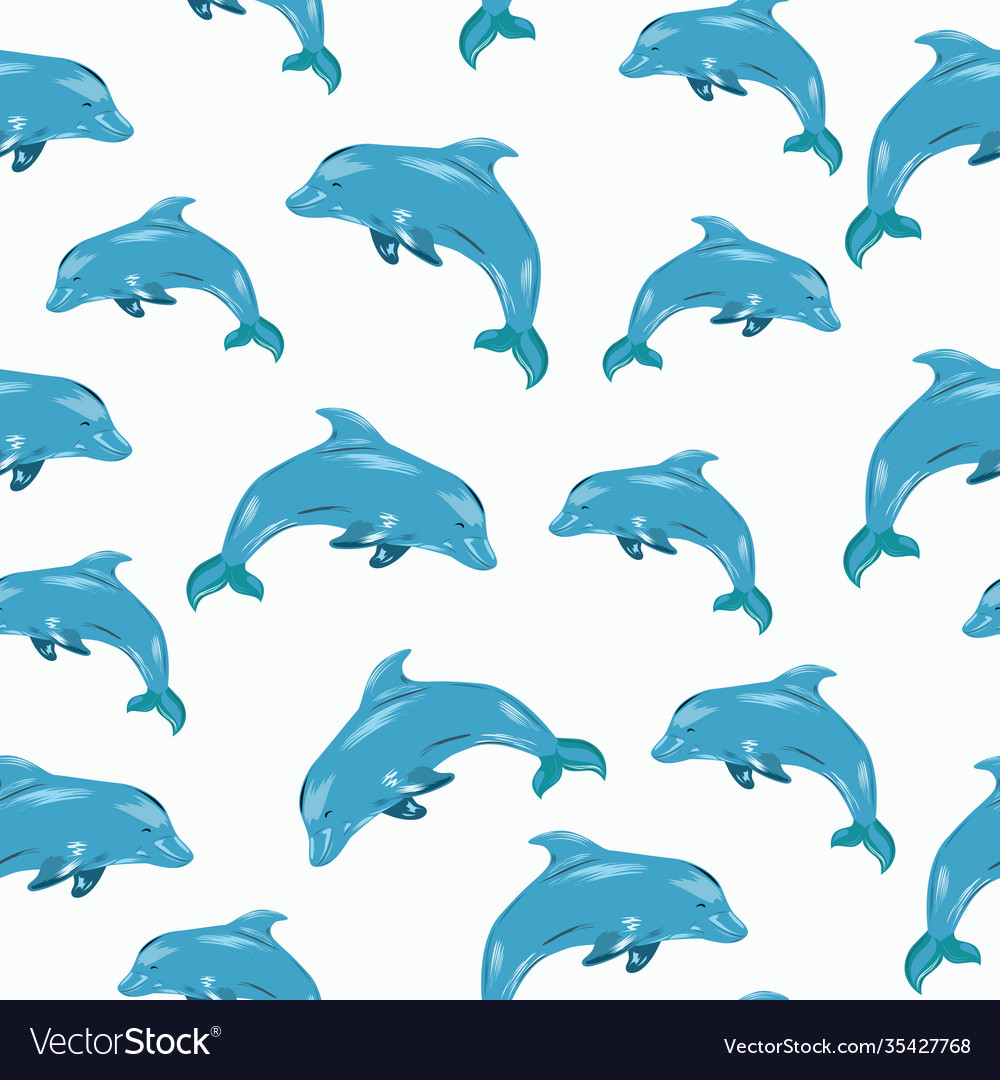 Seamless pattern with dolphins different sizes Vector Image Seamless pattern with dolphins different sizes