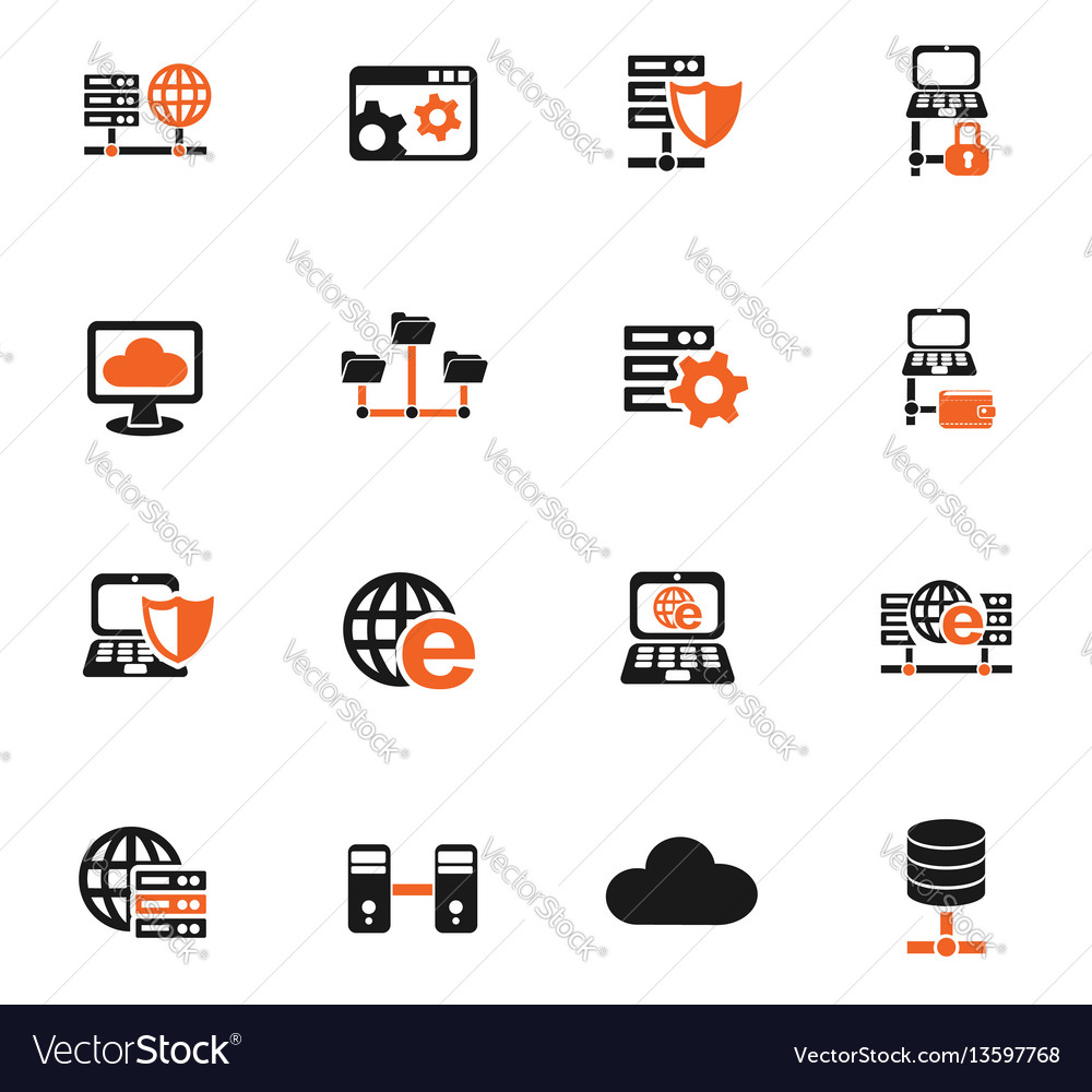 Server icon set vector image Server icon set