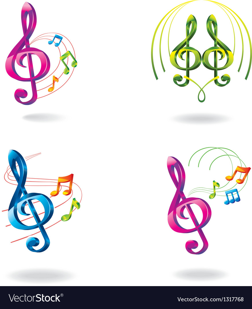 Set color music icons Royalty Free Vector Image