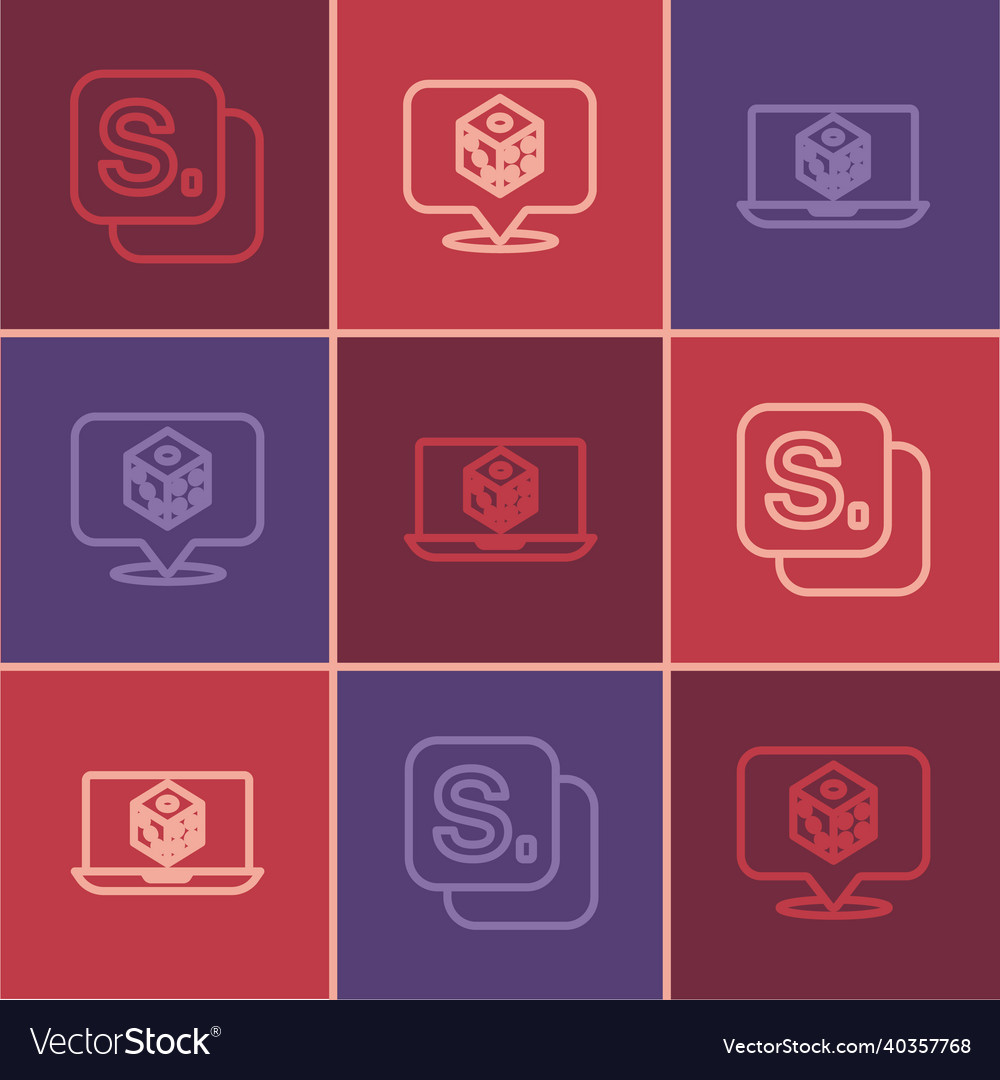 Set line bingo game dice and icon