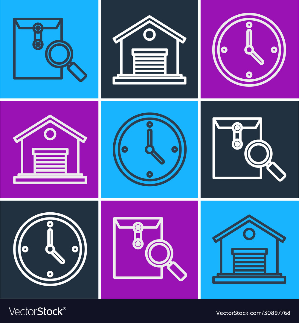 Set line envelope with magnifying glass fast time vector image Set line envelope with magnifying glass fast time