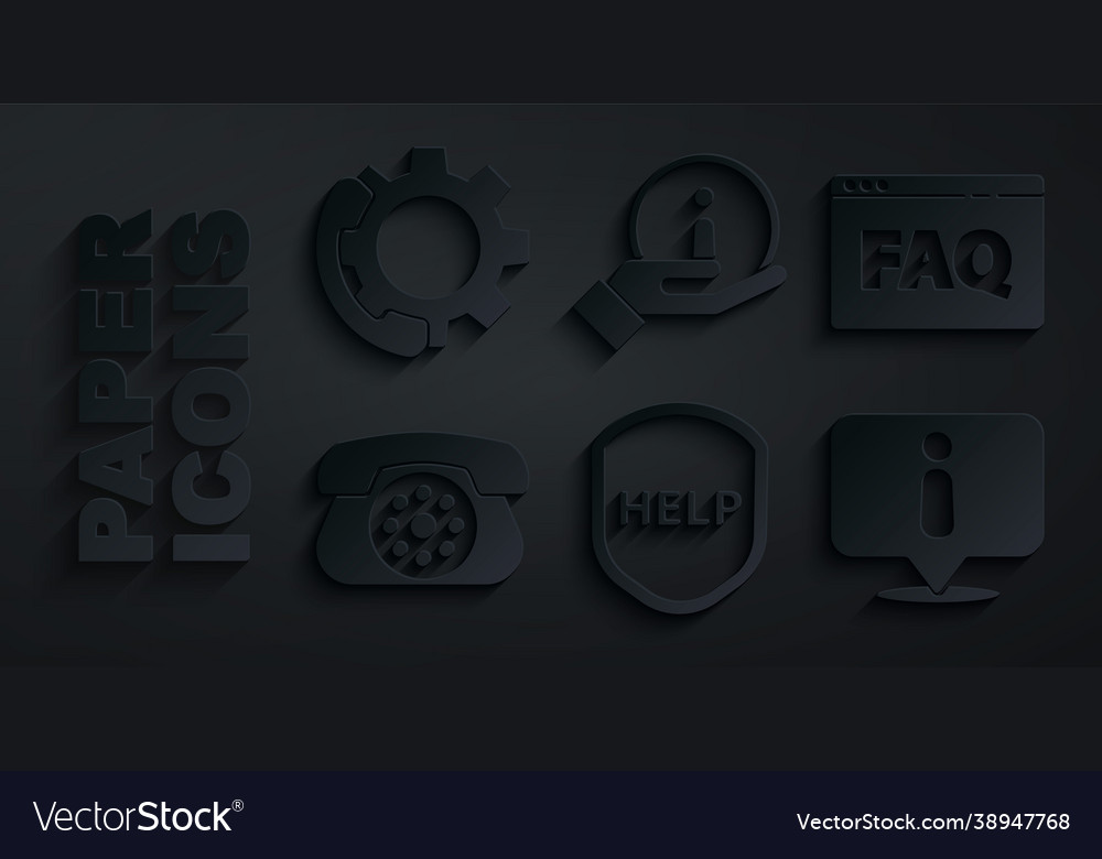 Set shield with text help browser faq telephone vector image Set shield with text help browser faq telephone
