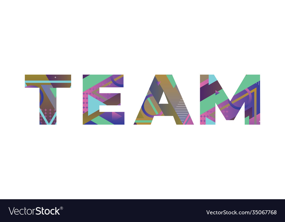 team-concept-retro-colorful-word-art-royalty-free-vector