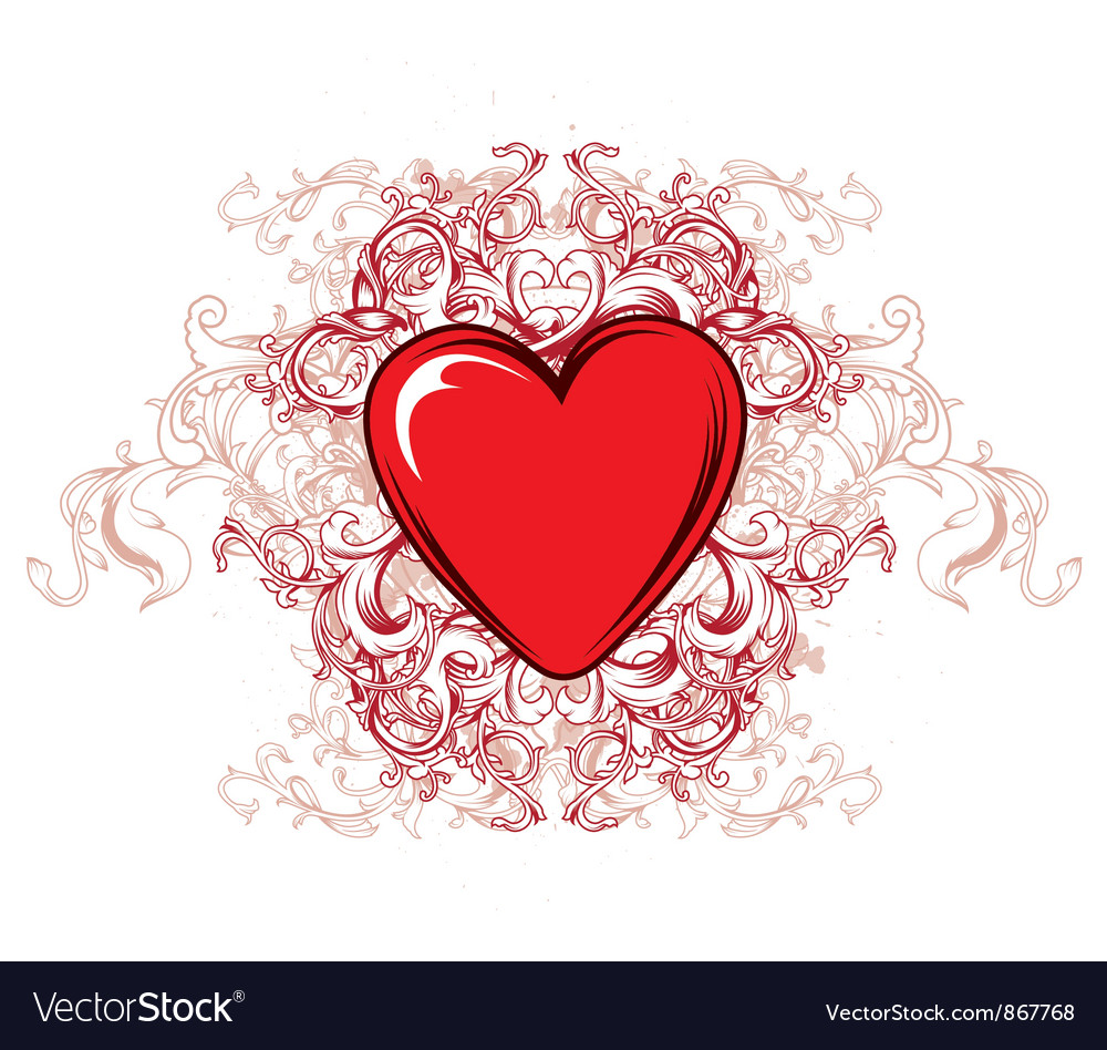 Valentine heart emblem Royalty Free Vector Image