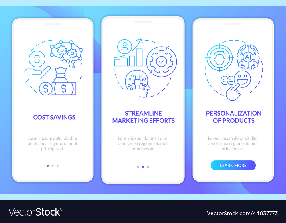 Benefits of ai in marketing blue gradient Vector Image