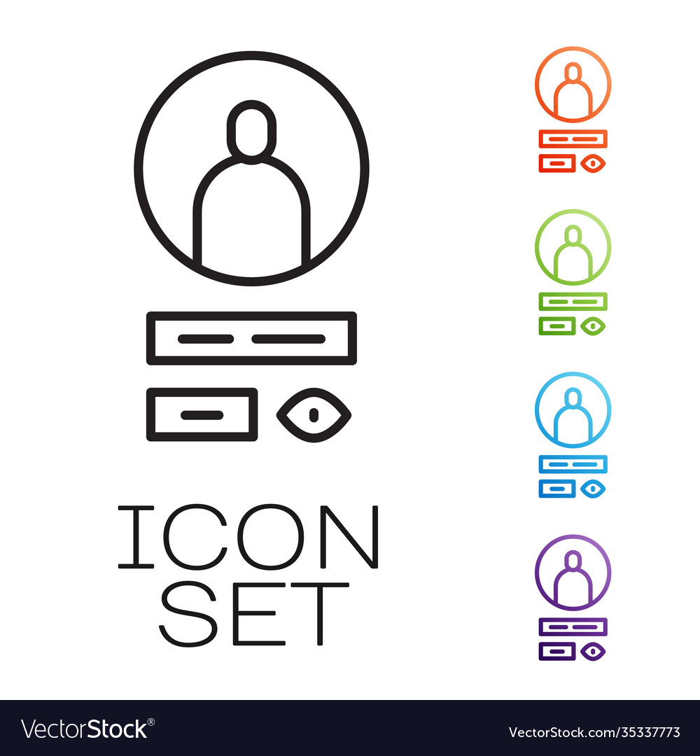 Black line create account screen icon isolated vector image Black line create account screen icon isolated