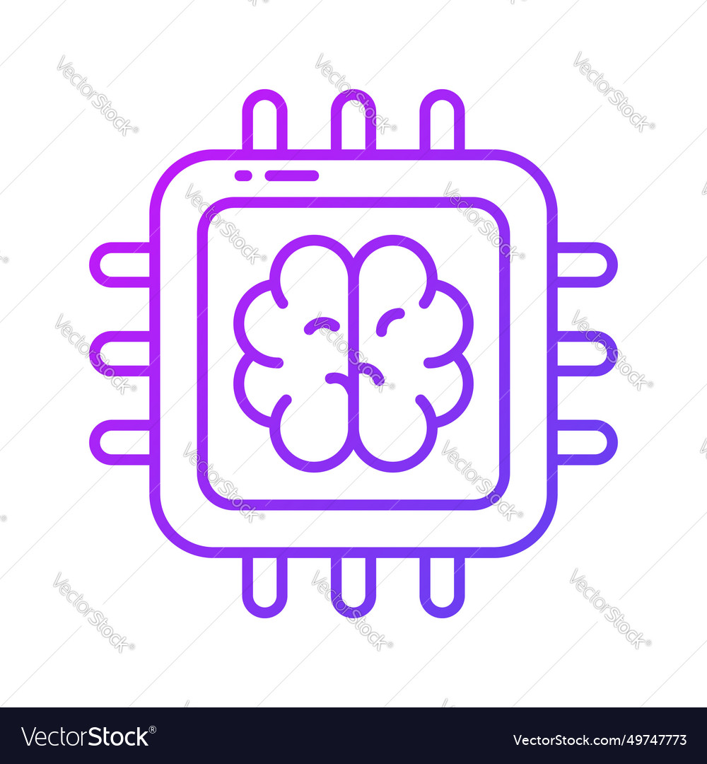 Brain with microchip ai processor concept
