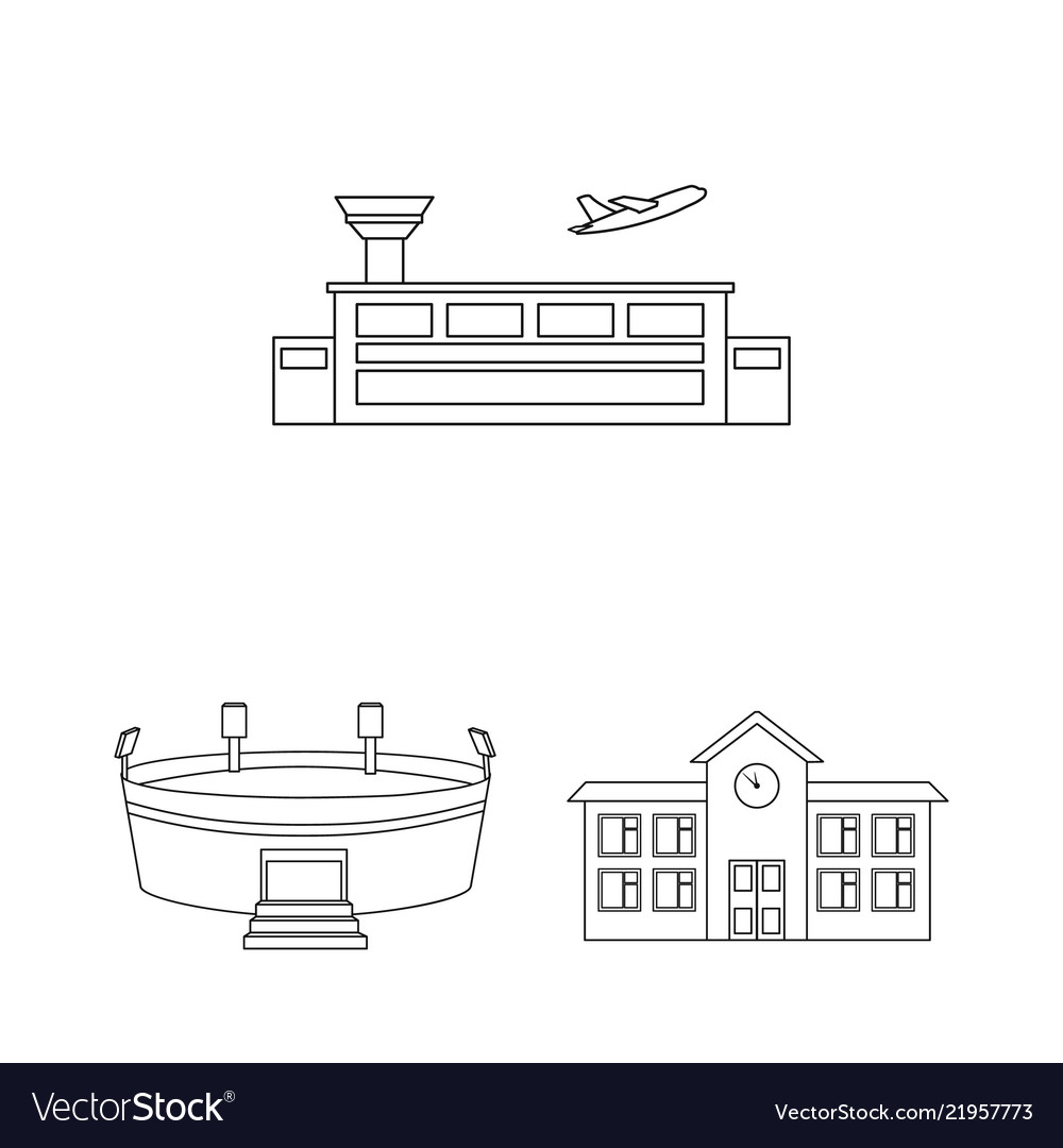 Building and architecture outline icons in set
