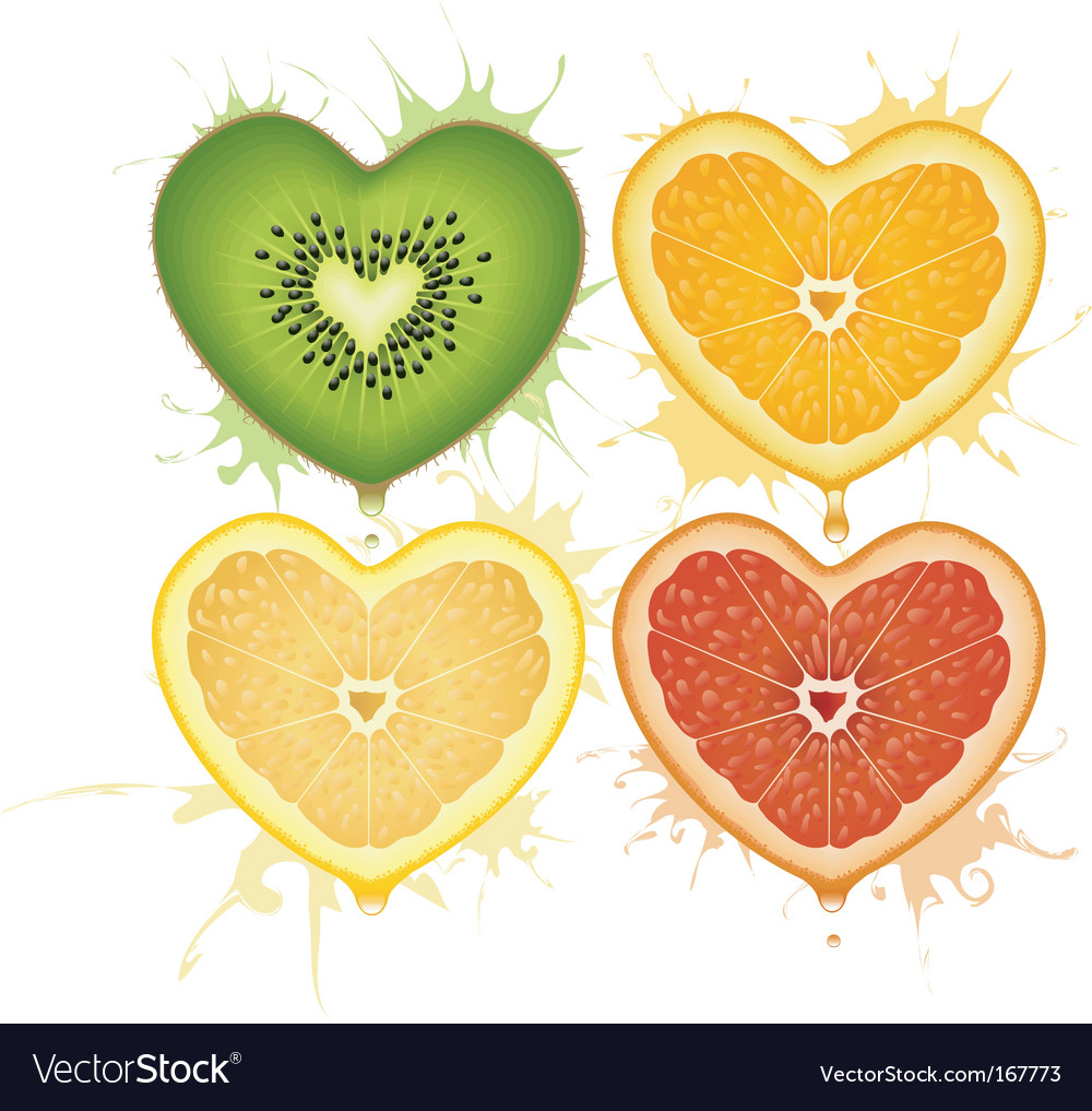 Citrus Hearts Royalty Free Vector Image Vectorstock