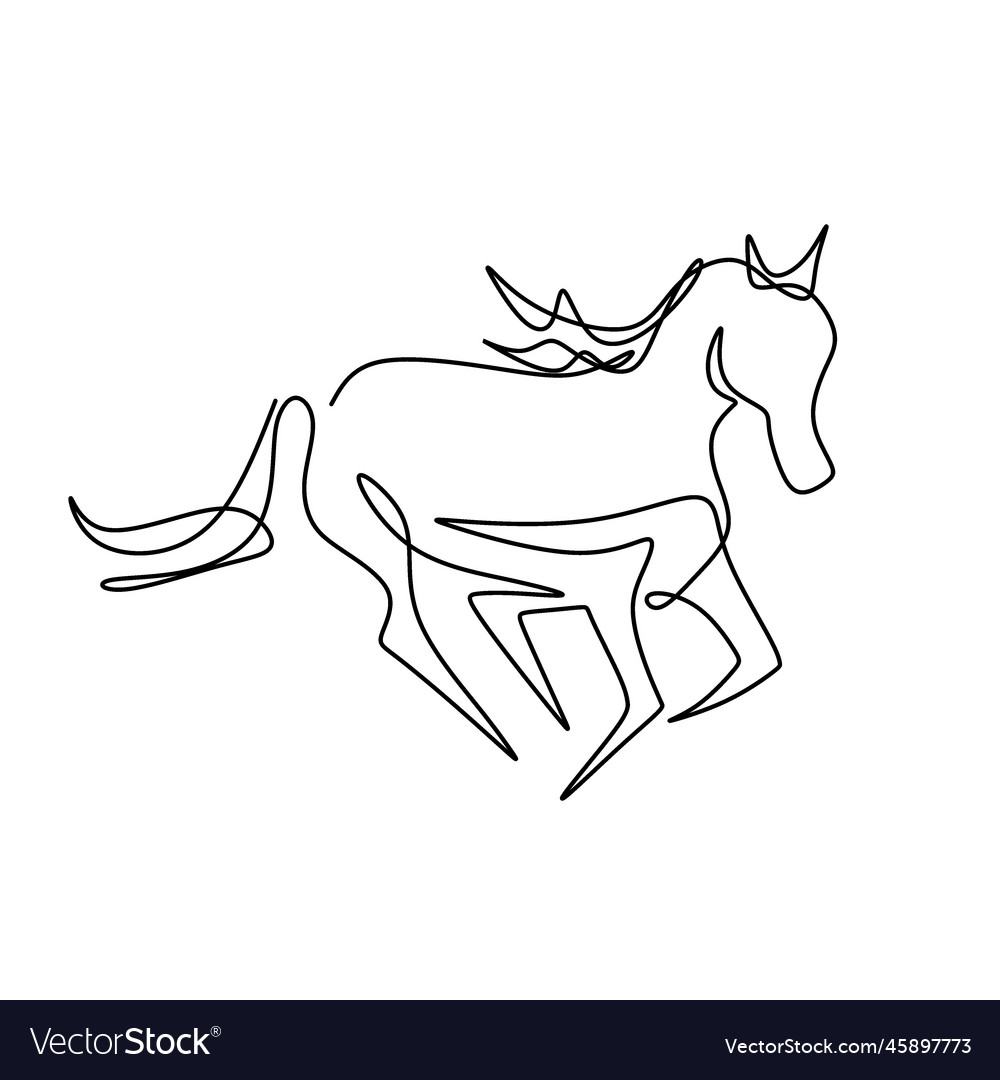 Continuous One Line Drawing Horse Logo Elegance Vector Image