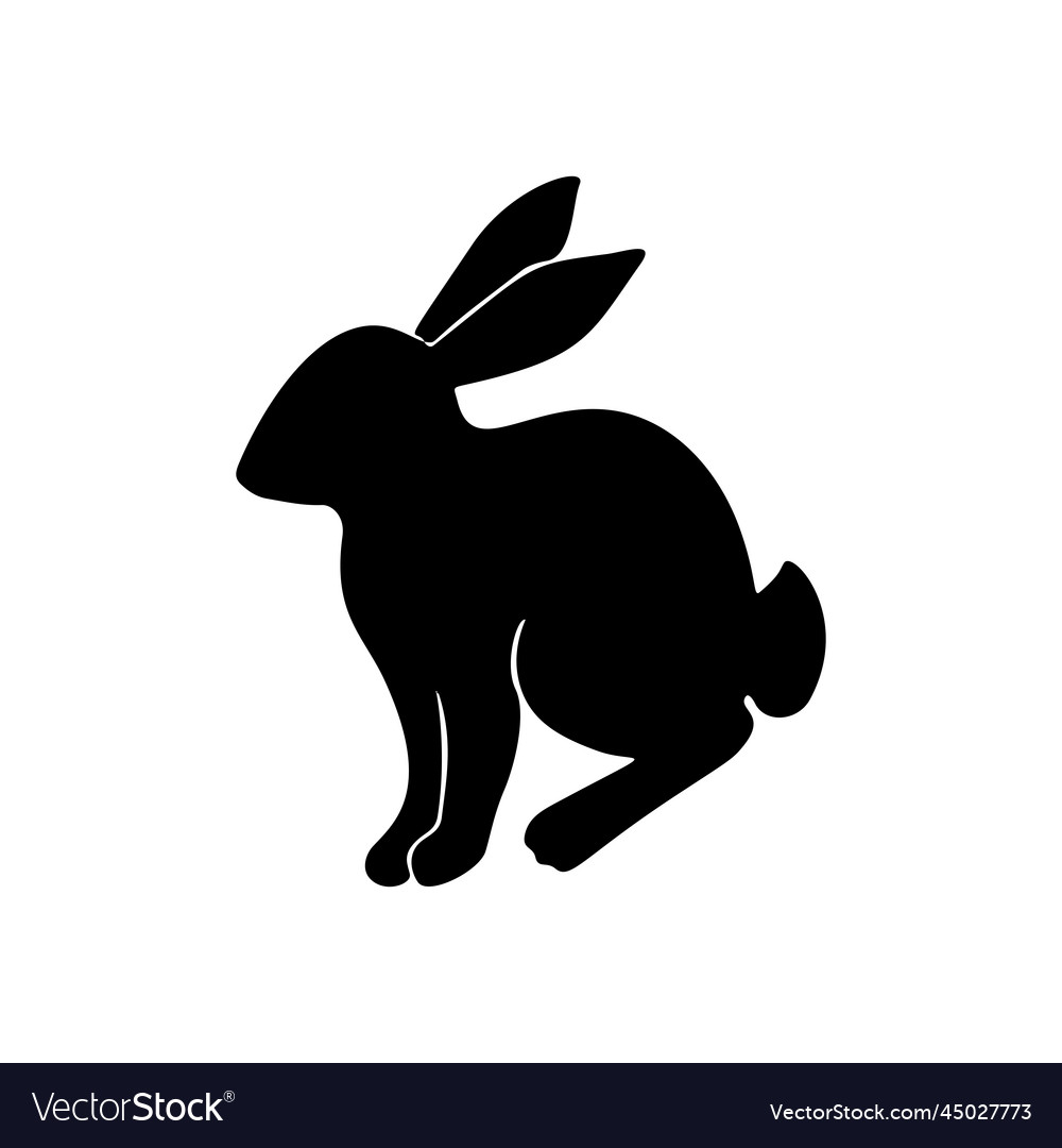 Easter bunny black silhouette hand drawn rabbit Vector Image