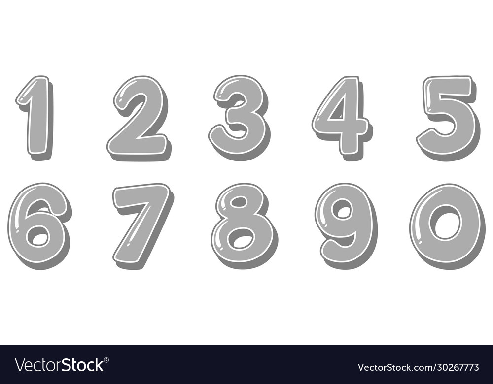Font design for numbers one to zero on white Vector Image Font design for numbers one to zero on white