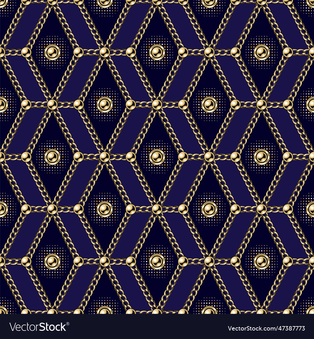 Geometric pattern with hexagons golden chains vector image Geometric pattern with hexagons golden chains