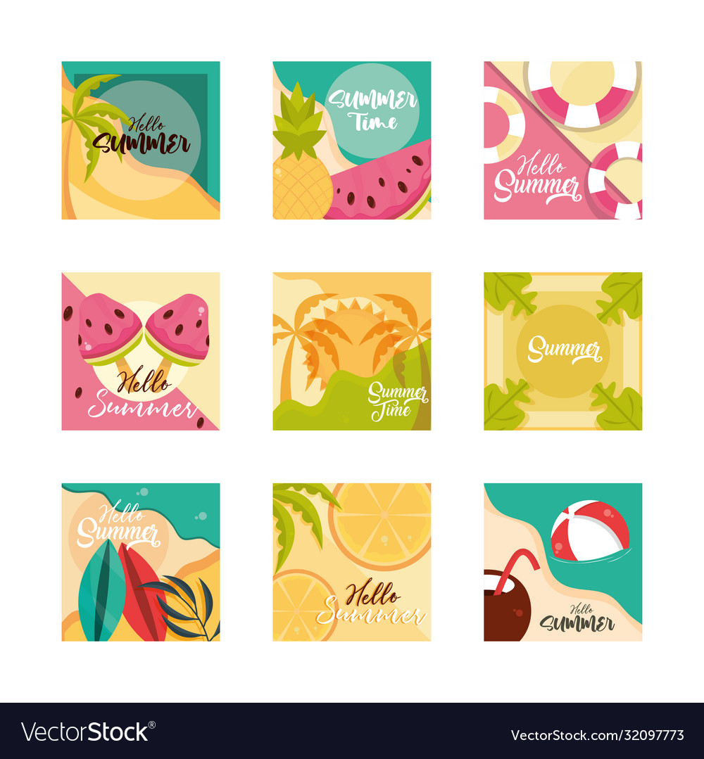 Hello summer travel and vacation season banner Vector Image