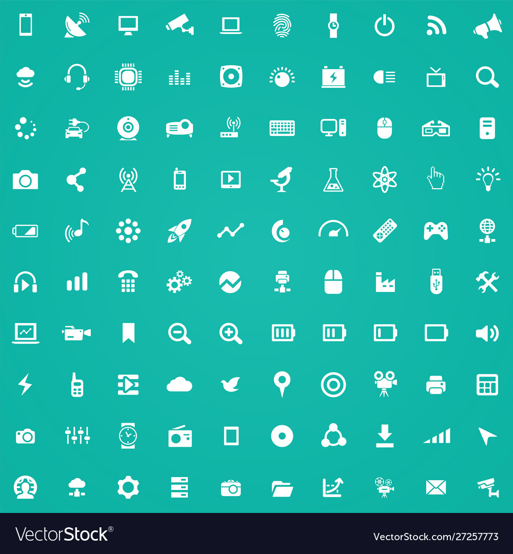 Hi-tech 100 icons universal set for web and ui