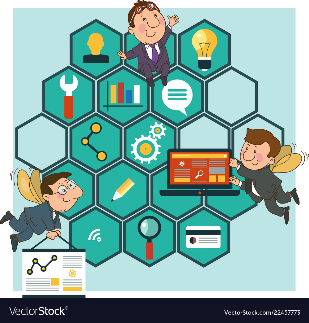 Honeycomb structure with interface icons Vector Image Honeycomb structure with interface icons