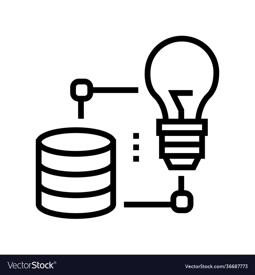 Idea realization digital processing line icon vector image Idea realization digital processing line icon