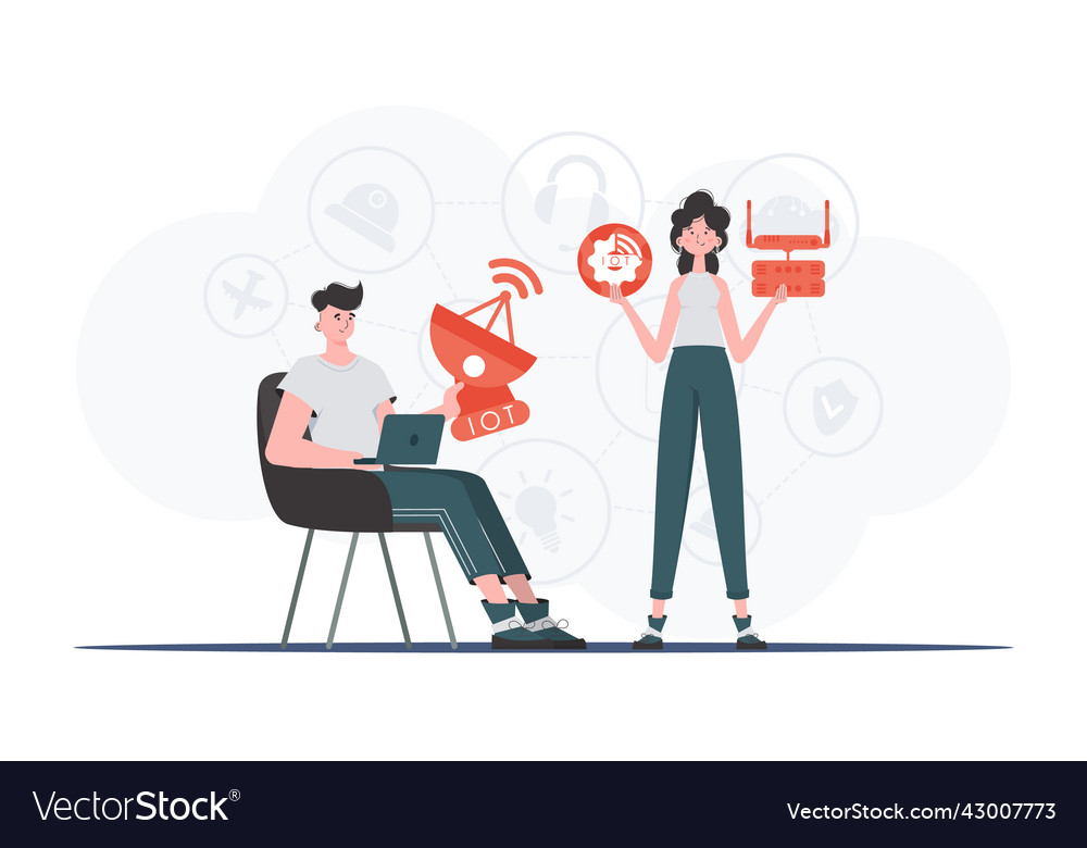 Internet of things and automation concept vector image Internet of things and automation concept