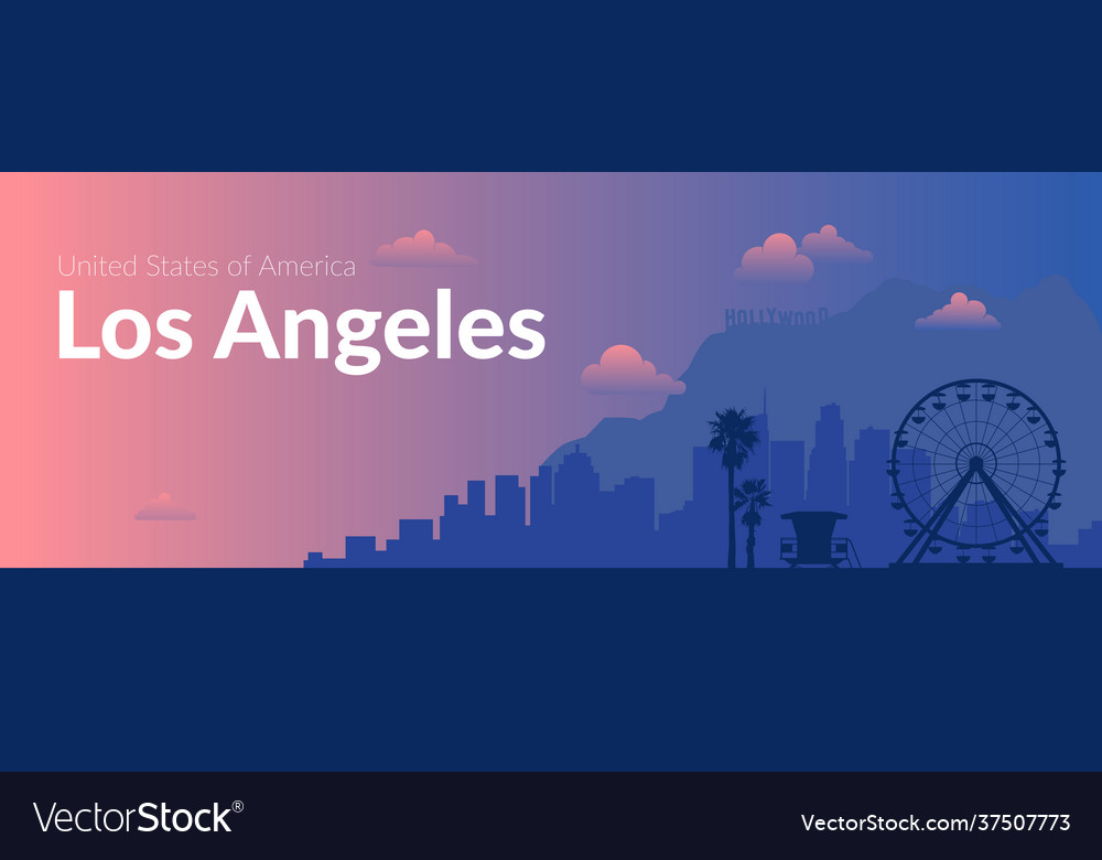 Los angeles usa famous city scape background vector image Los angeles usa famous city scape background