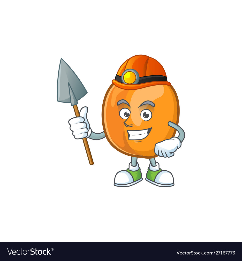 Miner Ripe Apricot Character Mascot Cartoon Vector Image