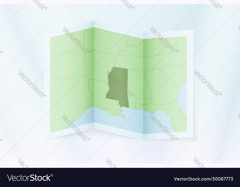 Mississippi map folded paper